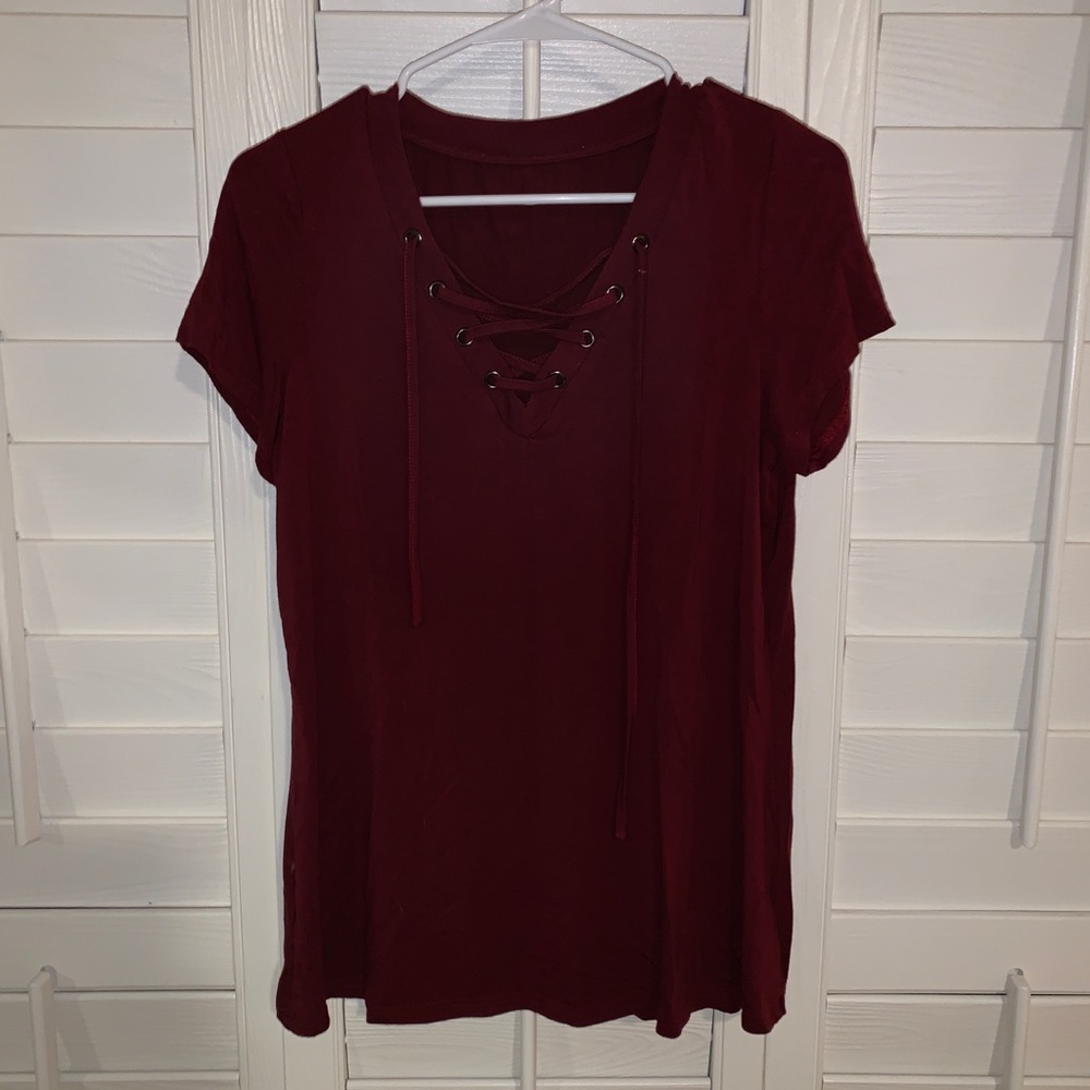 Tie V Neck Shirt